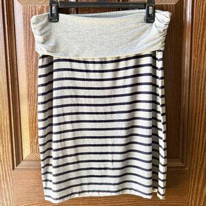 Gap Foldover Navy Striped Knee-Length Skirt Size Medium